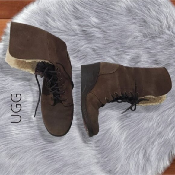 UGG "ZEA" Wedge Suede Leather Waterproof Snow Boots- Size 8US - Picture 1 of 14